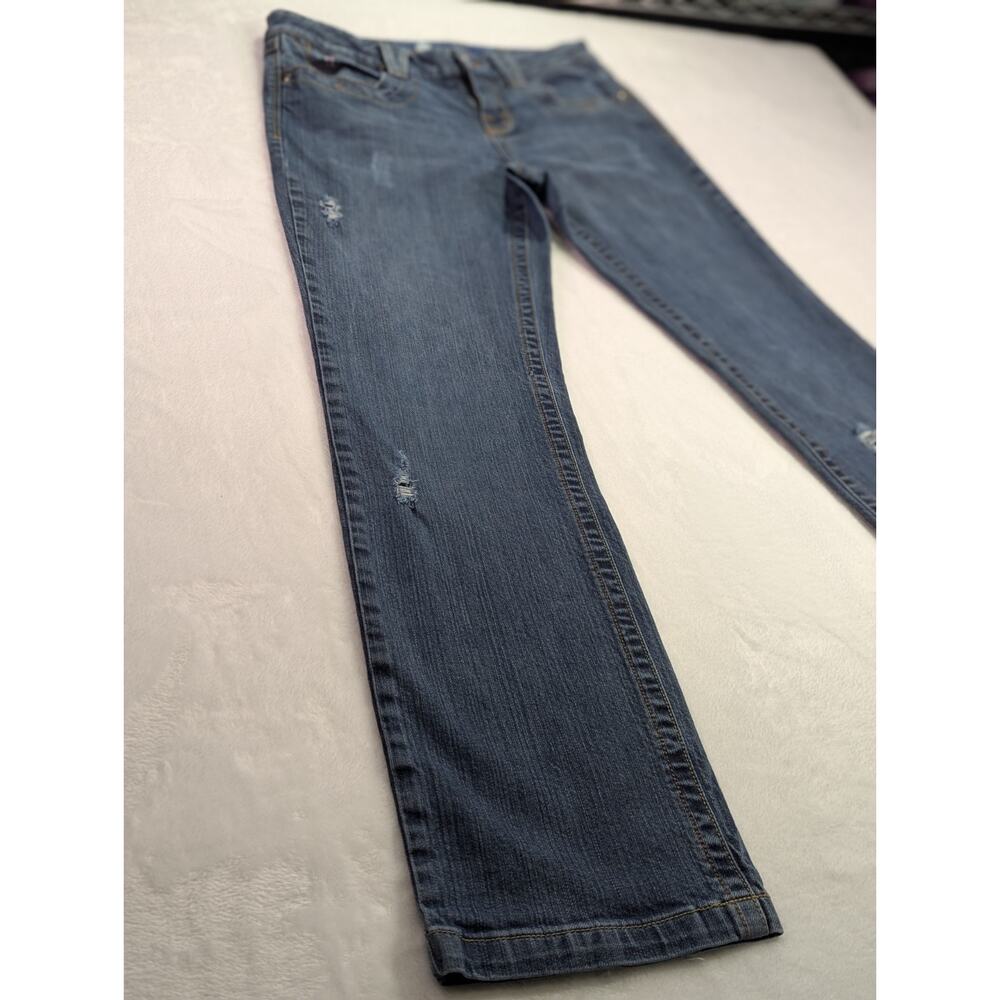 VTG Candie's Y2K Embroidered Distressed Straight Leg Jeans Med Wash Jr Sz 9 - Picture 4 of 16
